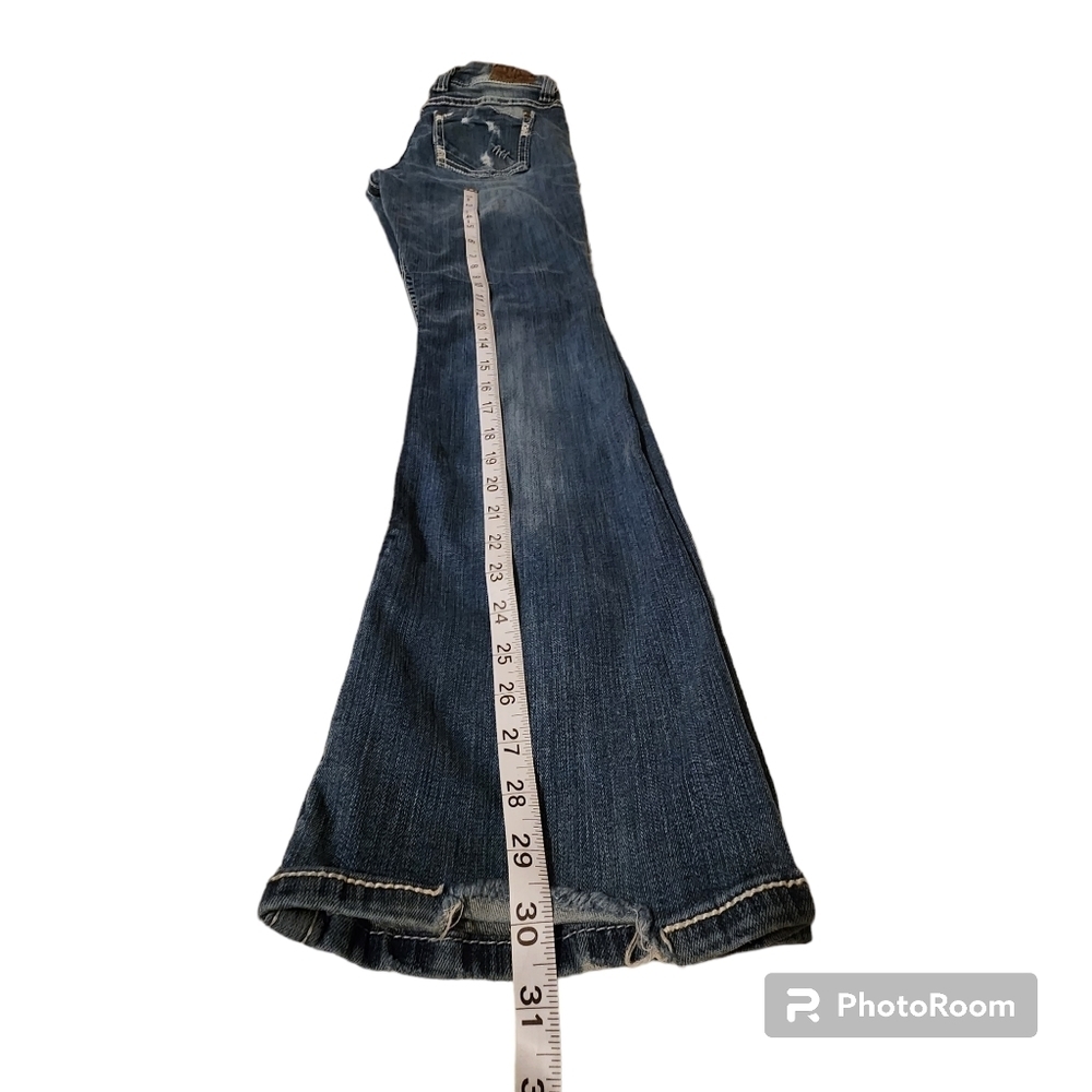 Bke Blue Jeans Distressed Y2K 90's Pants Bootcut Size 28 - Picture 12 of 12